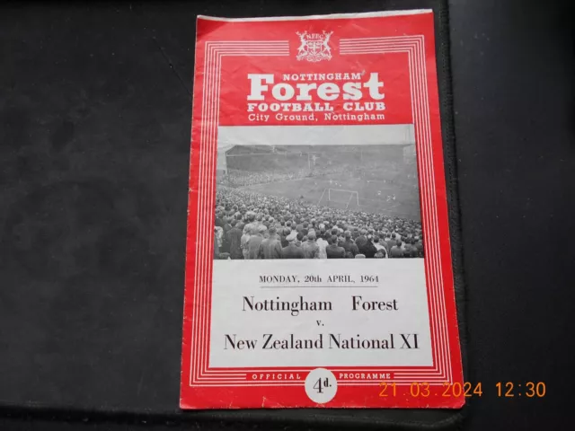 Nottingham Forest V New Zealand X1 Friendly 20/4/1964