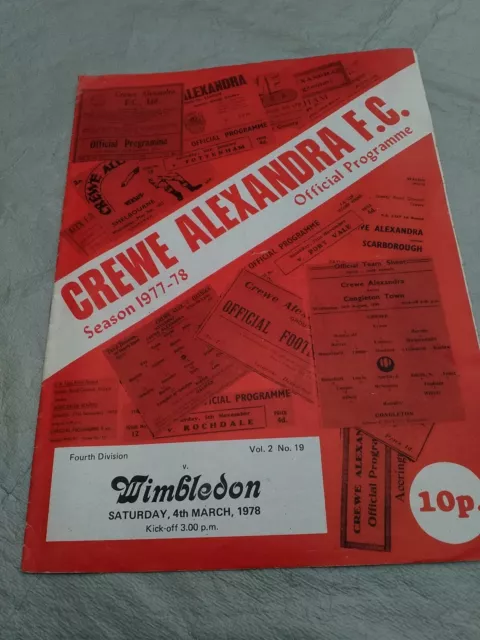 1977/8 CREWE ALEXANDRA v WIMBLEDON