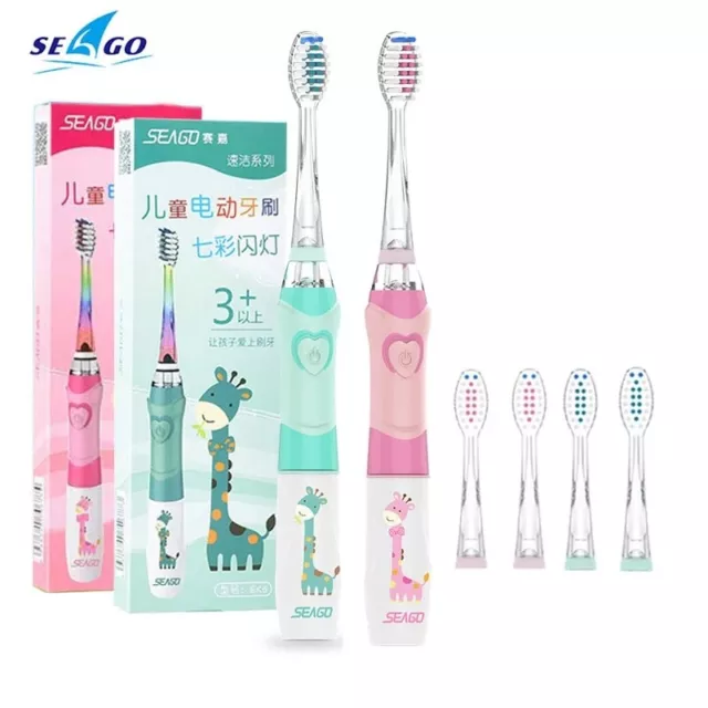 SEAGO Children Kids Sonic Electric Toothbrush 3-12 Ages LED Smart Timer