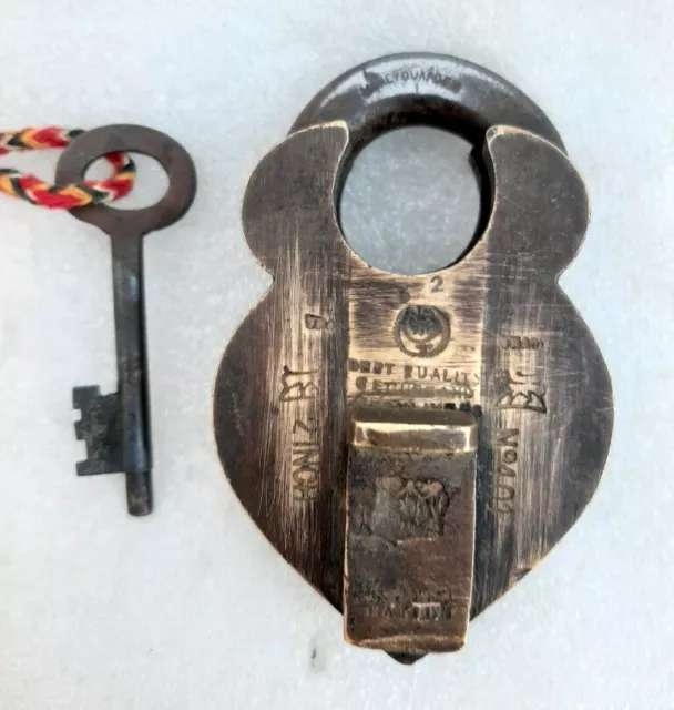 Vintage Original Old Unusual Unique Shape Collectible Solid Heavy Brass Padlock