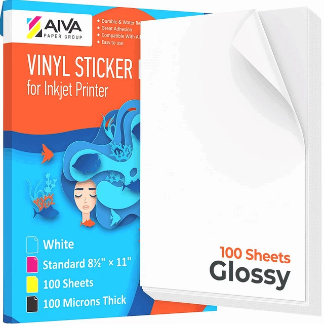 PRINTABLE VINYL STICKER Paper Waterproof Decal for Inkjet Printer 100