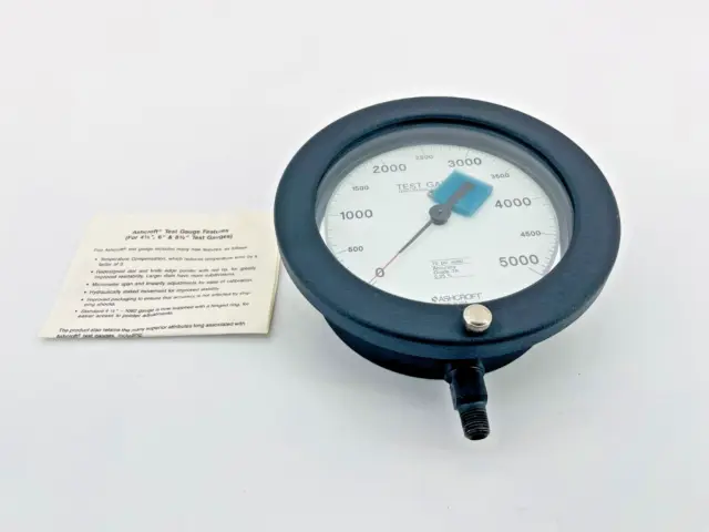 New Ashcroft 601082PS-02-L-5000 Pressure Gauge 1082 5000PSI 1/4in NPT NO BOX