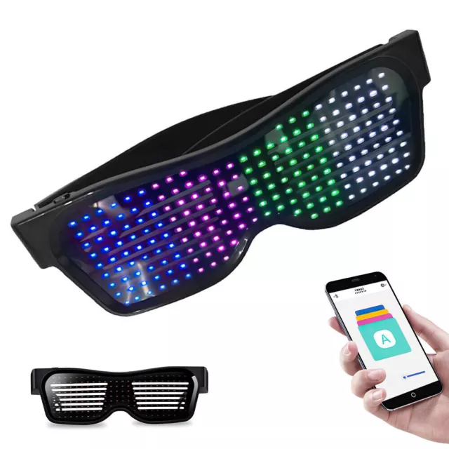 LED Luminous Glasses Electronic Rechargeable APP Control  For Costume Neon DJ AU