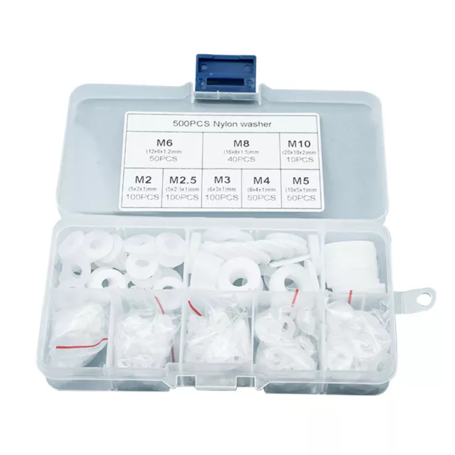 500X Set de rondelles en plastique en nylon rondelles rondes plates m2 m2.5 m3PA