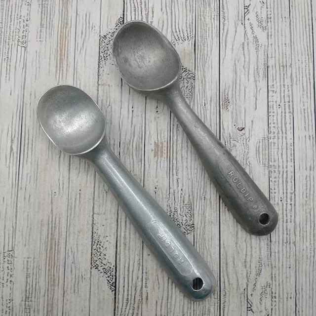 Vintage Roldip Ice Cream Scoop Cast Aluminum Metal Maumee Ohio USA Lot of 2