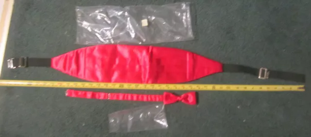 1 set,Red Cummerbund and bow tie Set,New old stock,adjustable ,Jones for men