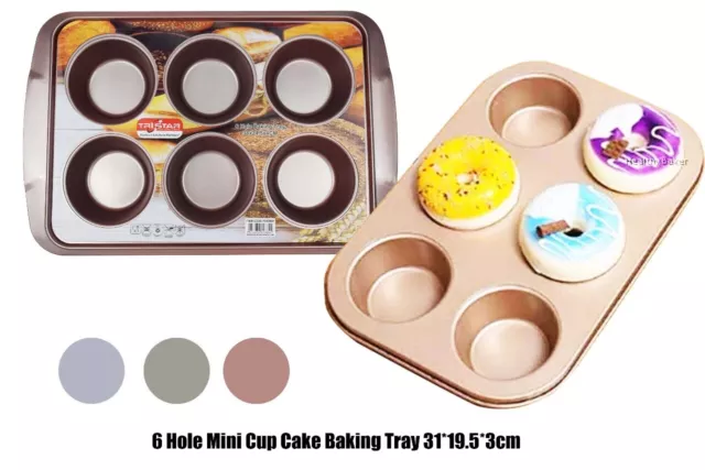 6 Cup Muffin Cupcake Baking Tray Deep Oven Pan Tin Cake Pudding Kitchen Bake31cm