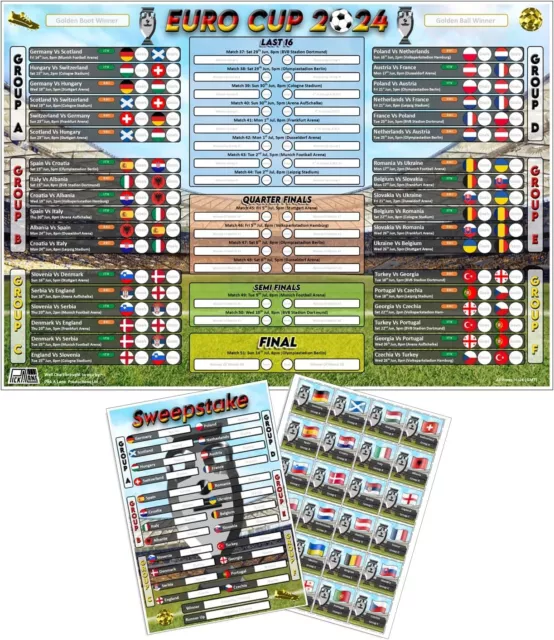 EURO CUP 2024 Wallchart Poster A2 including the Euro's 24 match