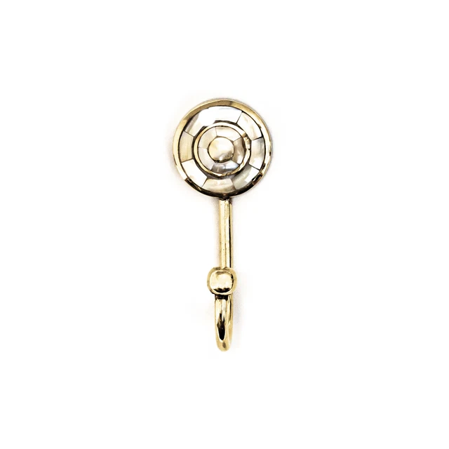 Small Gold and Pearl Target Wall Hook - GoldWhite - brass, Coat Hook, mother ...