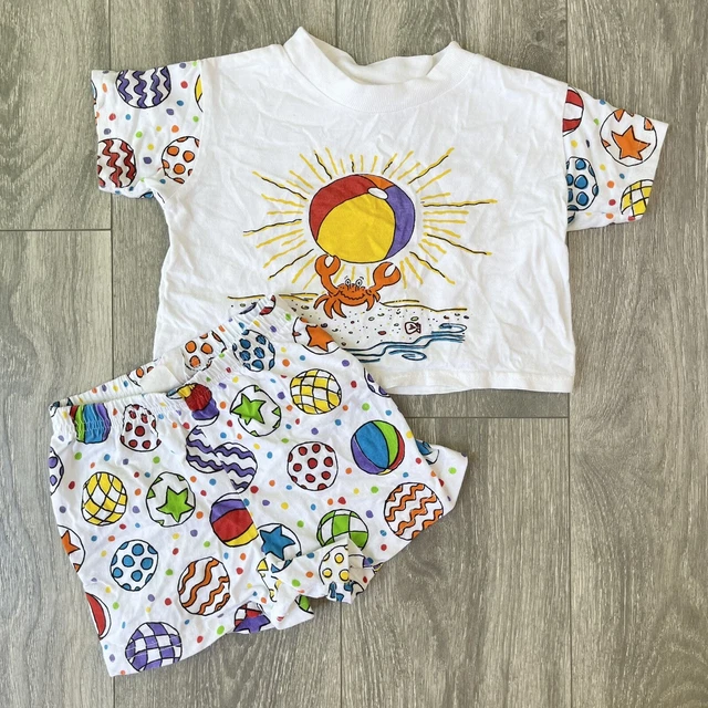 Banana Split Vintage 1990's Balloon 2 Piece Kids Outfit Toddler Size 4T