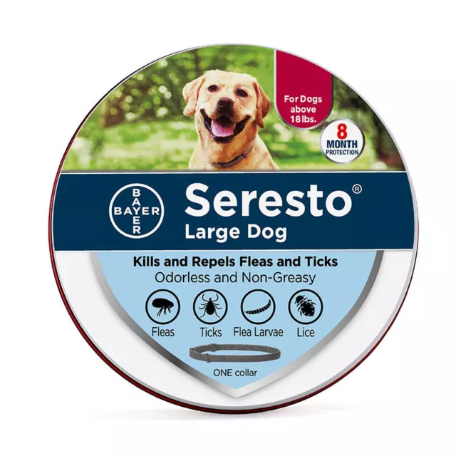 Seresto 8 Month 18+lbs Flea & Tick Prevention Collar for Large Dogs New Seal US