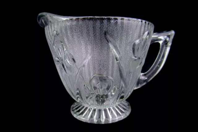 Vintage Jeannette Glass Creamer Depression Glass Iris And Herringbone Handled