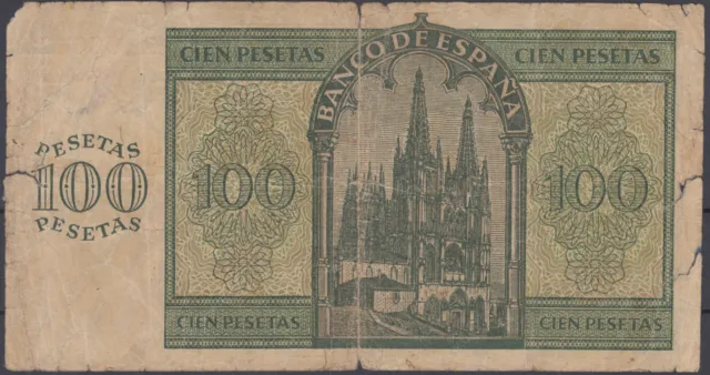 Billete España 100 Pesetas Año 1936 Burgos - Serie X 2