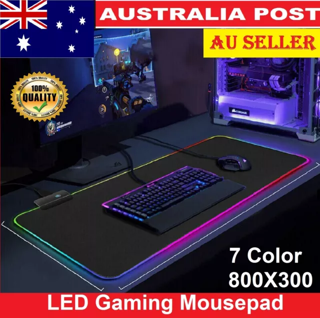 Large USB RGB Extended Mousepad LED Gaming Mouse Pad Keyboard Desk Anti-slip Mat