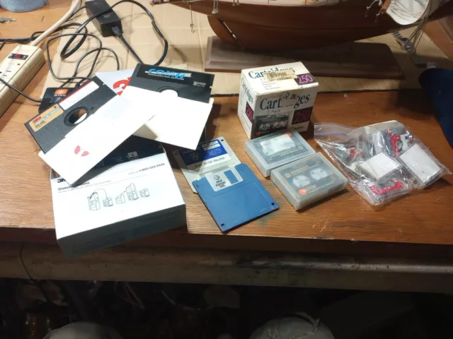 Lot Of Vintage Tapes And Floppy Disks