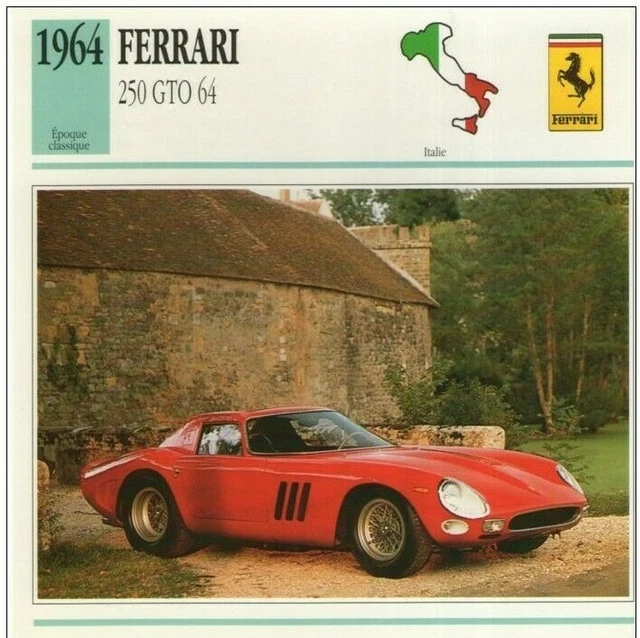 Fiche Technique Voiture - Ferrari 250 Gto 64 / 1964