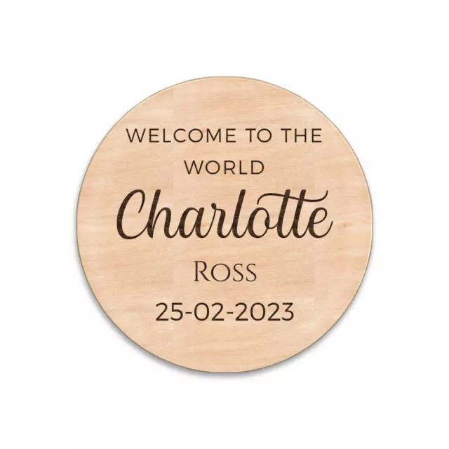 Personalised Engraved Baby Birth Announcement Plaque New Born Gift hello World