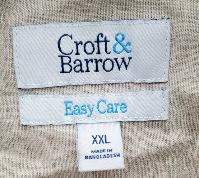 CROFT & BARROW Men's Tan Collared Short Sleeve Button Up Shirt Size XXL ...