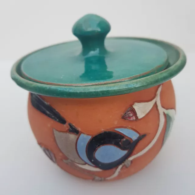 Pilliga Pottery Barkala Farm Lidded cannister container blue wren design bird