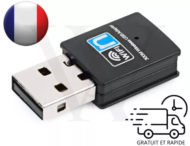 Cle Clef USB Dongle WiFi 300Mbps 802.11 Mini Adaptateur pour Windows 10 8 7 XP