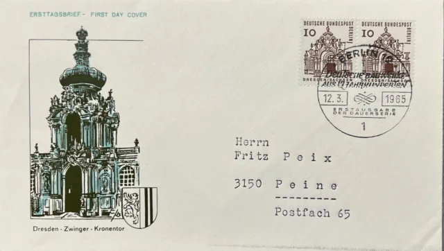 Dresden Zwinger Kronentor 2x10 PF Briefmarken Ersttagsbrief aus Nachlass