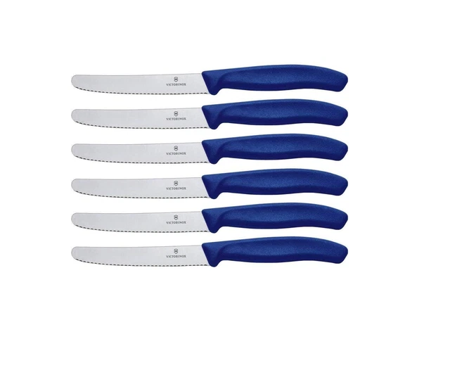 6 Stück Victorinox Tafelmesser Tischmesser Brotmesser Messer Swiss Classic Blau