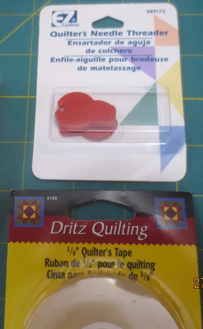 Nuevo roscador de agujas EZ Quilters paquete de 2 882173 y rollo de cinta de edredón Dritz 1/8