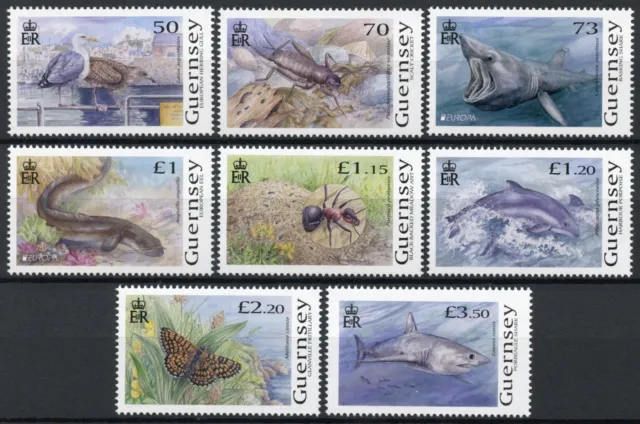 Guernsey 2021 MNH Europa Stamps Endangered Wildlife Sharks Butterflies 8v Set