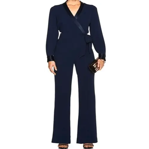 Diane Von Furstenberg Margot Long Sleeve Wrap Style Jumpsuit