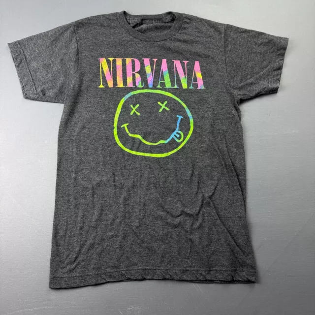 Nirvana T-Shirt Boys Large, Nevermind Vintage Style Graphic Smiley Face
