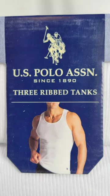 US Polo Assn Blues Collection 3 Ribbed Tank Tops S White Cotton Blend SHIPS FREE