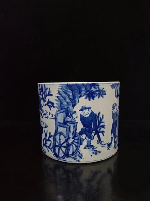 Chinese Blue&White Porcelain Handmade Exquisite Figure Story Brush Pots ac2921