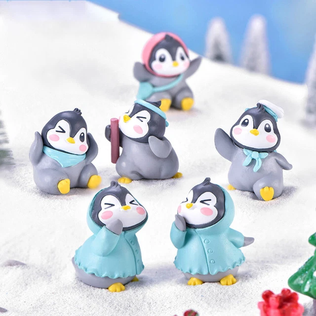 Micropaisaje pingüino relleno de bolsillo para fiestas navideñas decoración 6 piezas