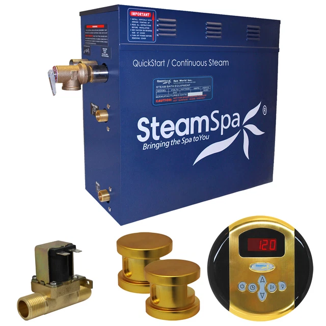 Generador de baño de vapor SteamSpa OA1200-A Oasis 12 KW QuickStart - dorado