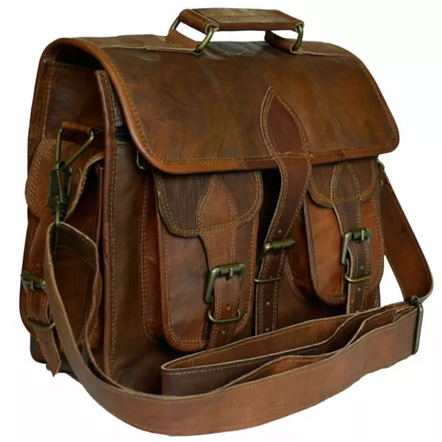 Herren Vintage Leder Aktentasche Neu Braune Messenger Satchel Schulter Laptop