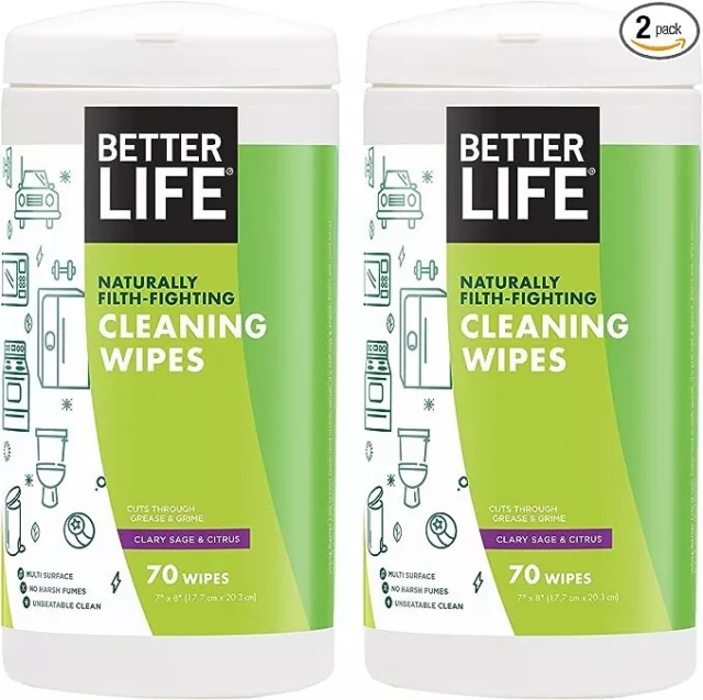 Better Life Natural All-purpose Cleaning Wipes, 70 Count (Pack of 2)+Free Shippi