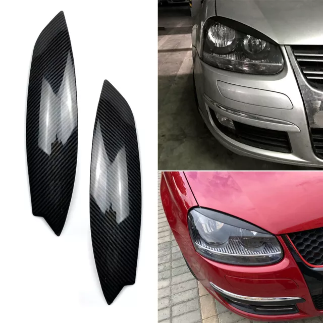 Carbon Fiber Look Headlight Eyebrow Eyelid Trim Cover fit for VW GOLF MK5 GTI R