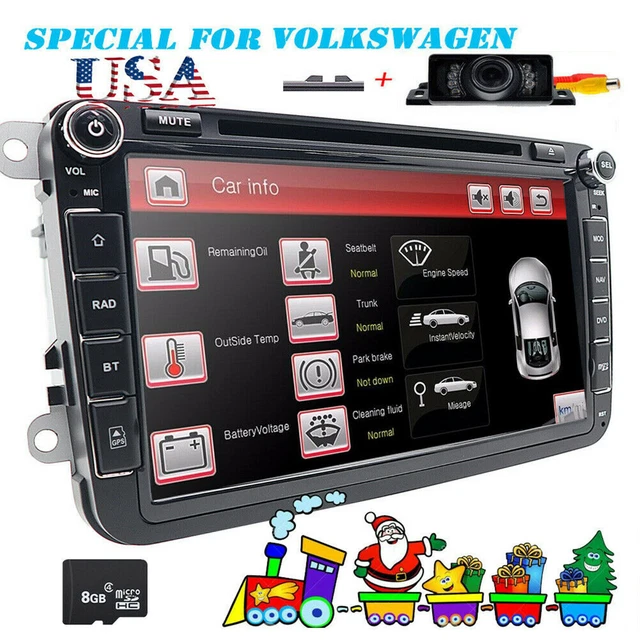 For VW Passat B5 8" Double 2Din Car Stereo Radio GPS Sat Nav Head SD 8GB MAP