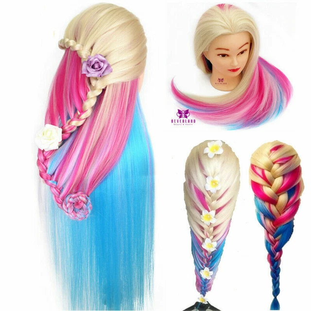 Synthetic FibreTraining Head 26-29'' Practice Doll Clamp Mannequin Hairdressing