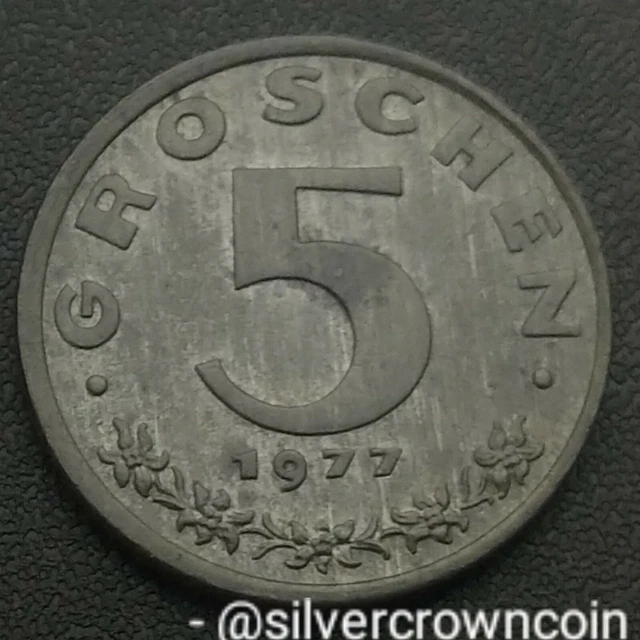 Austria 5 Groschen 1977. KM#2875. Zinc Five Cents Pence coin. Eagle. 2