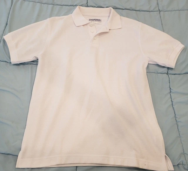 Universal School Uniform Size 14 White Short Sleeve Polo Shirt  A22