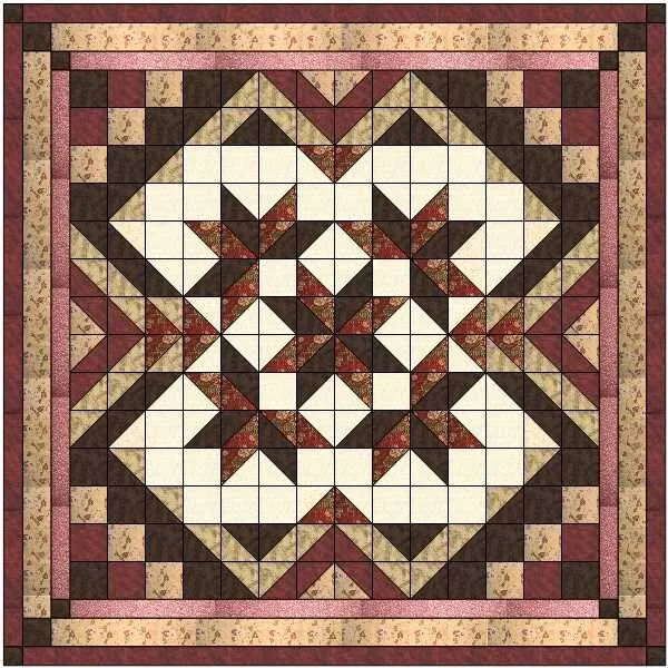 Easy Quilt Kit Heavens Variation Burgandy,Rose, Brown/Precut/Ready to Sew!!