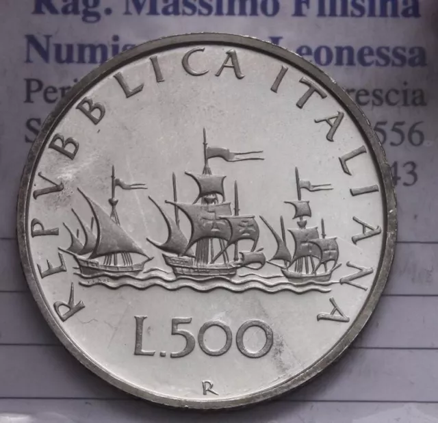 NL* ITALIA 500 Lire Argento 3 Caravelle 1996 PROOF FONDO SPECCHIO super lustro