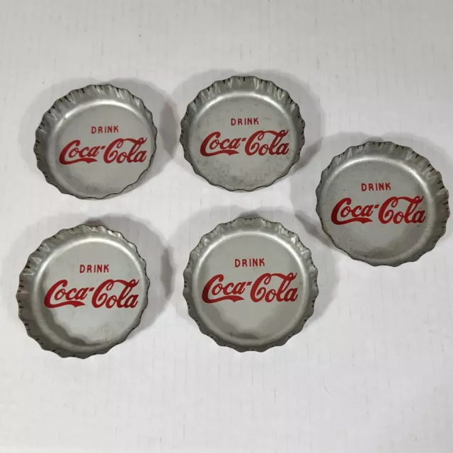 Coca Cola Metal Bottle Cap Drink Coasters Set of 5