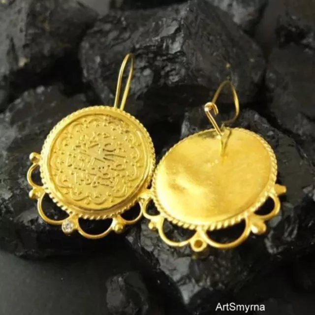 Ottoman Signet Earrings | Handmade 24K Gold Over Silver | Ancient Coin Jewelry 2