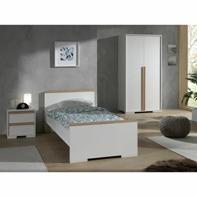 Paris Prix - Pack - Lit Enfant, Chevet & Armoire "london" Blanc