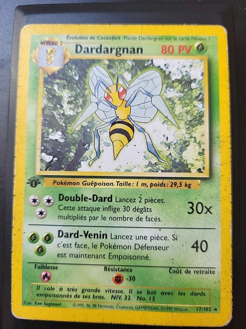 Carte Pokemon Dardargnan Set De Base 1ère Édition 17/102