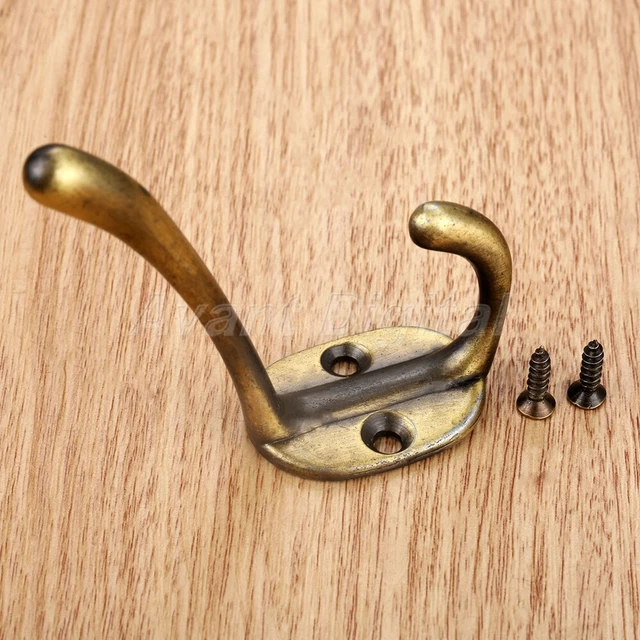 Antique Brass Hanger Door Bathroom Wall Towel Hat Clothes Coat Hooks Rack Holder