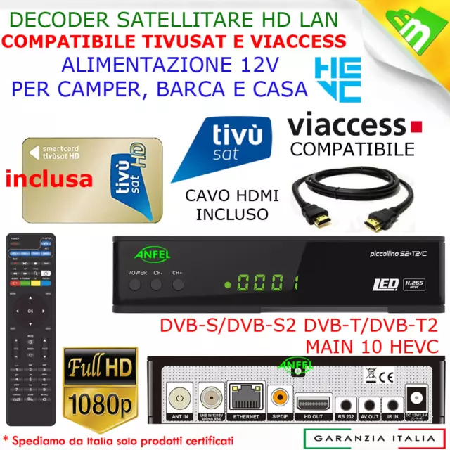 Decoder Tivusat Compatibile Satellitare HD Con Tessera Scheda Card Tivu Sat Gold