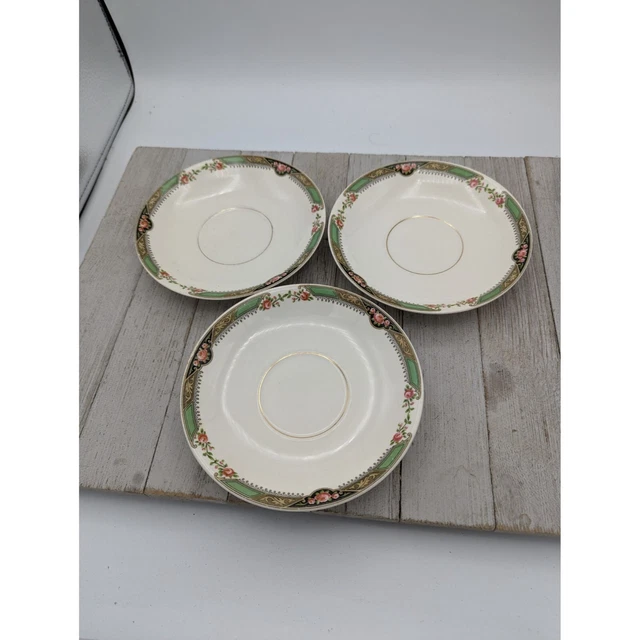 Vintage Homer Laughlin Set of 3 Saucers Plates Neville Pattern